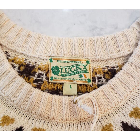 NWT KIEL JAMES PATRICK'S Lucky Irish Sweater Fair Isle Shamrock Women's Large - Picture 2 of 10